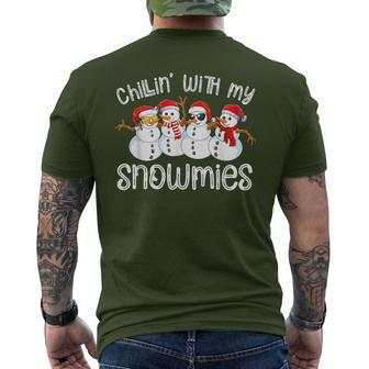 Snowman Christmas Chillin With My Snowmies Ugly Men's T-shirt Back Print - Seseable