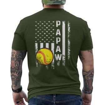 Softball Papaw American Flag Vintage Christmas Xmas Men's T-shirt Back Print - Monsterry UK