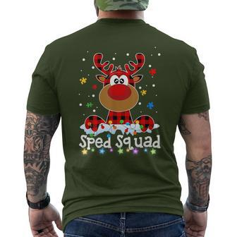 Sped Squad Christmas Cute Red Plaid Reindeer Special Ed Men's T-shirt Back Print | Mazezy