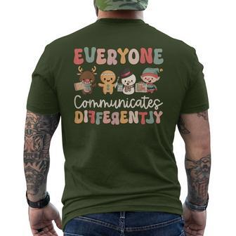 Speech Therapy Christmas Everyone Communicates Differently Men's T-shirt Back Print - Seseable
