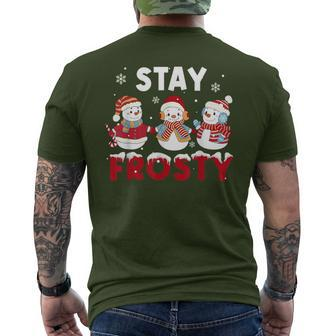 Stay Frosty Snowman Snow Retro Christmas Xmas Happy Holiday Men's T-shirt Back Print - Monsterry CA
