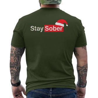 Stay Sober Santa Hat Men's T-shirt Back Print - Monsterry