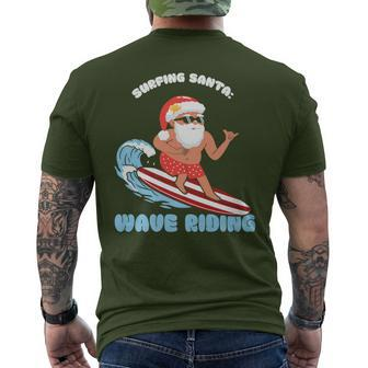 Surfing Santa Wave Rider Christmas In July Men's T-shirt Back Print - Monsterry UK