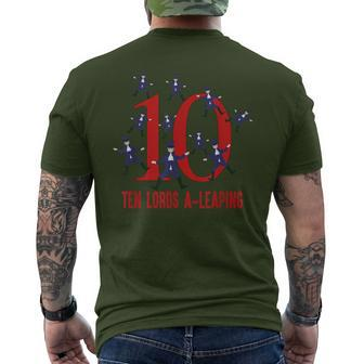 Ten Lords A-Leaping Song 12 Days Christmas Men's T-shirt Back Print - Monsterry DE
