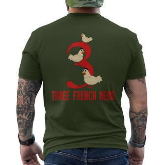 Three French Hens Song 12 Days Christmas Men's T-shirt Back Print - Monsterry AU