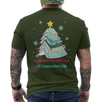 Tree All Booked For Christmas Counselor Life Men's T-shirt Back Print - Seseable
