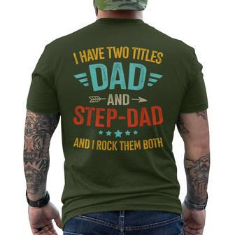 Two Titles Step Bonus Dad Fathers Day Birthday Christmas Men's T-shirt Back Print - Seseable