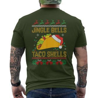 Ugly Christmas Fast Food Joke Jingle Bells Taco Shells Men's T-shirt Back Print - Monsterry AU