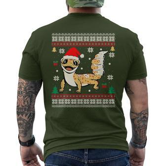 Ugly Christmas Pajama Sweater Leopard Gecko Animals Lover Men's T-shirt Back Print - Thegiftio UK