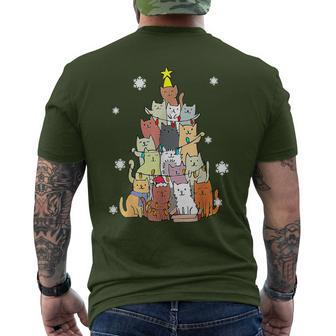 Ugly Christmas Sweater Cat Tree Xmas Cat Men's T-shirt Back Print - Monsterry
