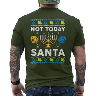 Ugly Hanukkah Sweater Not Today Santa Jewish Chanukah Men's T-shirt Back Print - Monsterry DE