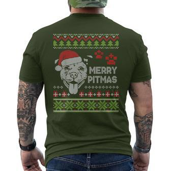 Ugly Sweater Presents Dog Paws Merry Christmas Pitmas Day Me Men's T-shirt Back Print - Monsterry UK