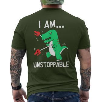 I Am Unstoppable T-Rex Dinosaur Claw Grabber Xmas Men's T-shirt Back Print - Monsterry CA