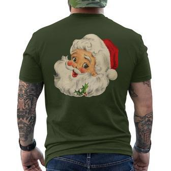 Vintage Christmas Santa Claus Face Old Fashioned Men's T-shirt Back Print - Monsterry