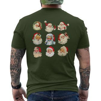 Vintage Christmas Santa Claus Faces Old Fashioned Xmas Men's T-shirt Back Print - Monsterry