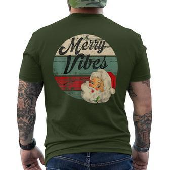 Vintage Merry Christmas Vibes Santa Claus Fun Old Fashioned Men's T-shirt Back Print - Monsterry