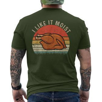 Vintage I Like It Moist Thanksgiving Turkey Xmas Men's T-shirt Back Print - Monsterry