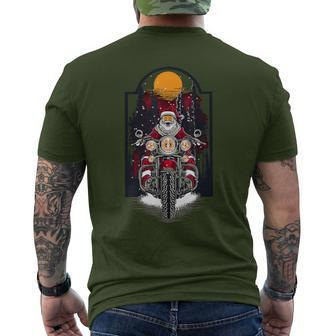 Vintage Santa Riding A Motorcycle Christmas Men's T-shirt Back Print - Monsterry AU