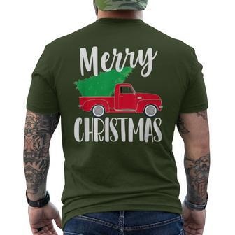 Vintage Wagon Christmas Tree On Car Xmas Vacation Men's T-shirt Back Print - Monsterry DE