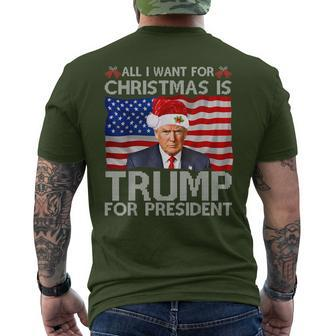 All I Want For Christmas Is Trump Back 2024 Ugly Sweater Men's T-shirt Back Print - Monsterry