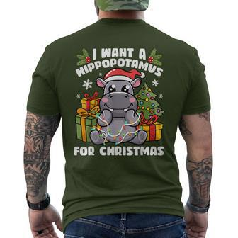 I Want A Hippopotamus For Christmas Hippo Christmas Men's T-shirt Back Print - Monsterry DE