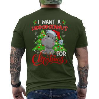 I Want A Hippopotamus For Christmas Hippo Santa Xmas Pajama Men's T-shirt Back Print | Mazezy