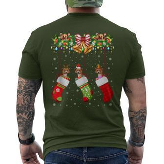 Weasel In Socks Xmas Reindeer Santa Elf Weasel Lover Men's T-shirt Back Print - Monsterry DE