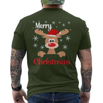 Weihnachts Rentier Weihnachtsmütze Merry Christmas T-Shirt mit Rückendruck - Seseable