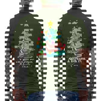 Xmas Books Tree Retro All Booked For Christmas Book Pj Men's T-shirt Back Print | Seseable CA