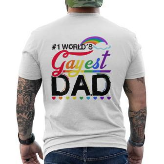 1 World's Gayest Dad Lgbt Pride Month Rainbow Mens Back Print T-shirt | Mazezy