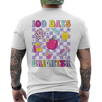 100 Days Brighter Retro Disco 100Th Day Of School Teacher Men's T-shirt Back Print | Mazezy