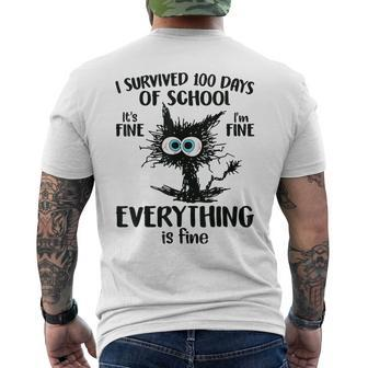 100 Days Of School It's Fine I'm Fine Everthing Is Fine Men's T-shirt Back Print | Seseable UK