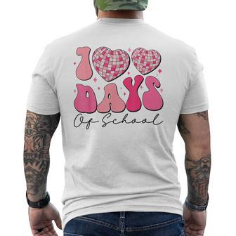 100 Days Of School Pink Disco Hearts 100Th Day Of School Men's T-shirt Back Print - Seseable