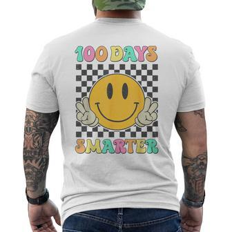 100 Days Smarter Cute Smile Face Hippie 100Th Day Of School Men's T-shirt Back Print | Mazezy