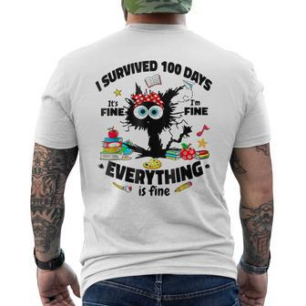 100Th Day Of School Its Fine Im Fine Everythings Is Fine Men's T-shirt Back Print - Monsterry UK