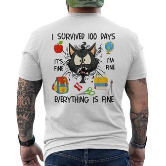 100Th Day Of School It's Fine I'm Fine Everything's Fine Men's T-shirt Back Print - Monsterry UK