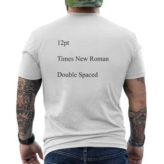 12Pt Times New Roman Double Spaced Mens Back Print T-shirt - Thegiftio UK