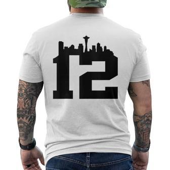 12Th Man Seattle Skyline Fan Men's T-shirt Back Print - Monsterry CA