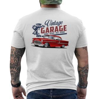 1957 57 55 56 Chevys Truck Vintage Bel Air Cars Garage Red Men's T-shirt Back Print - Monsterry