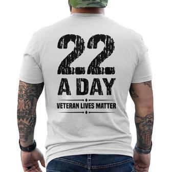 22 Veterans A Day Veterans Lives Matter Suicide Awareness Men's T-shirt Back Print - Monsterry