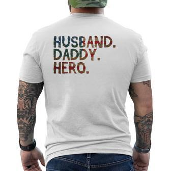 4Th Of July Father's Day Usa Dad Husband Daddy Hero Mens Back Print T-shirt | Mazezy