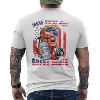 Make 4Th Of July Great Again Trump Drinking Beer Men's T-shirt Back Print - Monsterry AU