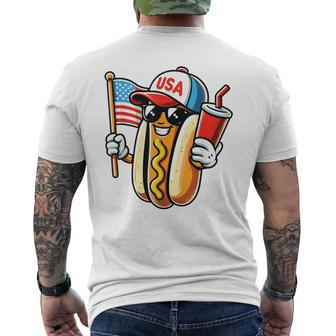 4Th Of July Hotdog Sunglasses American Flag Usa Patriotic Men's T-shirt Back Print - Monsterry CA