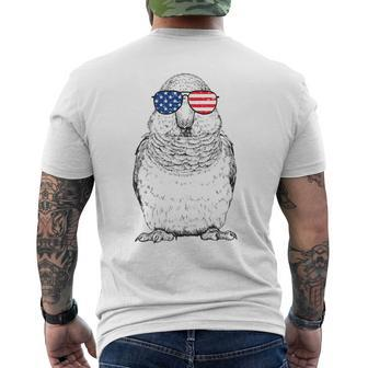 4Th Of July Quaker Parrot Bird Patriotic Usa Sunglasses Men's T-shirt Back Print - Monsterry DE