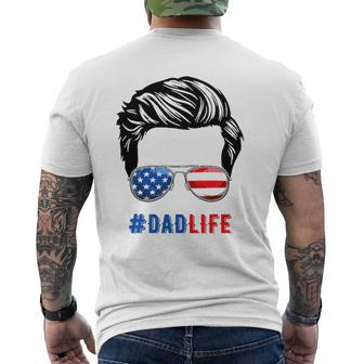 4Th Of July Tee Dad Life Sunglasses American Flag Mens Back Print T-shirt | Mazezy