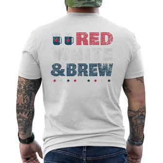4Th Of July Usa Flag Beer Partying Patriotic Striped Men's T-shirt Back Print - Monsterry