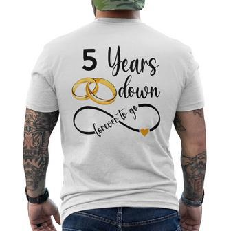 5 Years Down Forever To Go Couple 5Th Wedding Anniversary Men's T-shirt Back Print - Thegiftio UK
