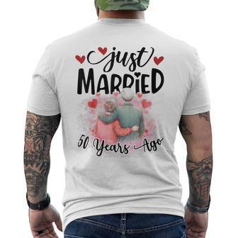 50Th Wedding Anniversary Just Married 50 Years Ago Couple Men's T-shirt Back Print - Seseable