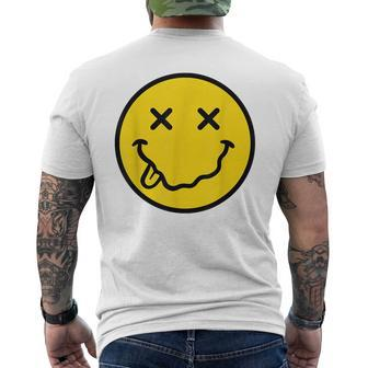 70S Yellow Smile Face Cute Happy X Eyes Smiling Face Men's T-shirt Back Print | Mazezy AU