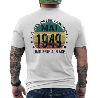 75 Geburtstag Mann 75 Jahre Deko Jahrgang Mai 1949 T-Shirt mit Rückendruck - Geschenkecke